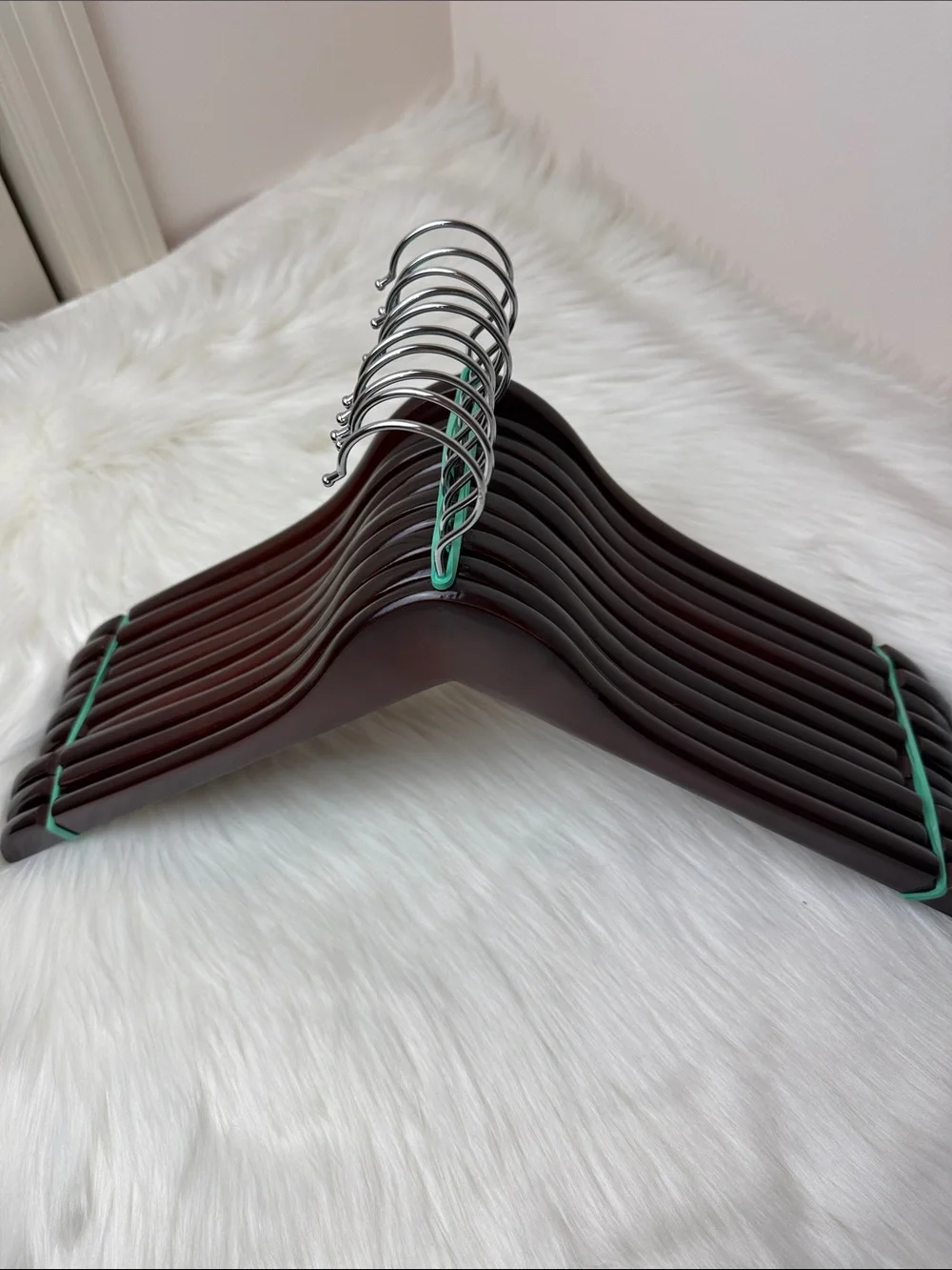 Wooden Shirt Hangers - Set of 10 in Dark Cherry Finish